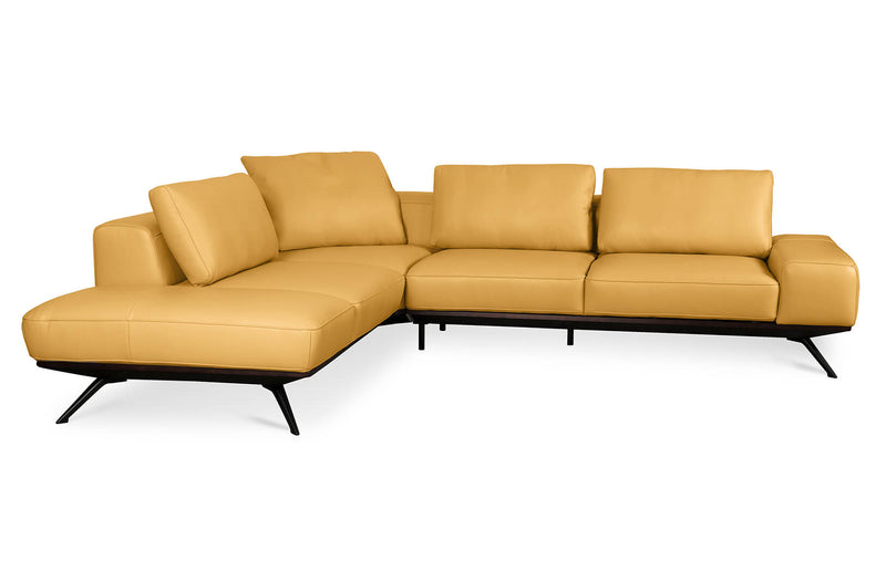 Elise Yellow Mid Century-Modern Leather Sectional