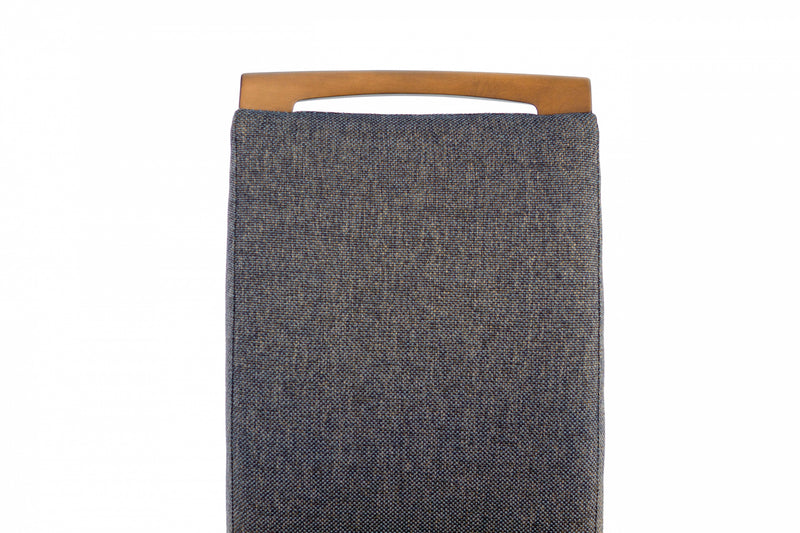 ELKE Walnut Blue Brown Fabric Chair