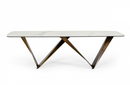 Milena - Modern White Ceramic & Brushed Brown Dining Table