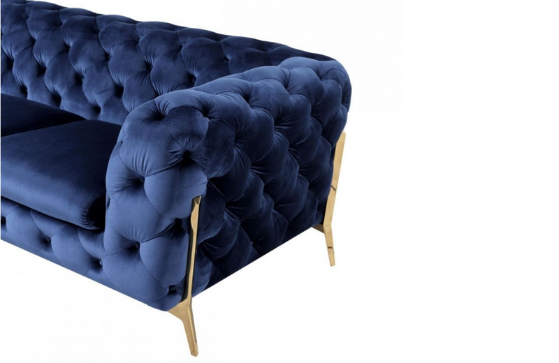 Santa Ana - Transitional Dark Blue Fabric Sofa