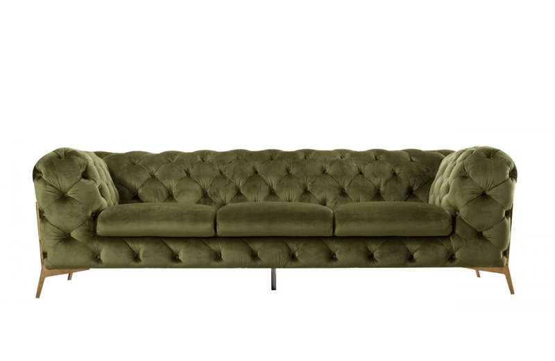 Santa Ana - Transitional Green Fabric Sofa