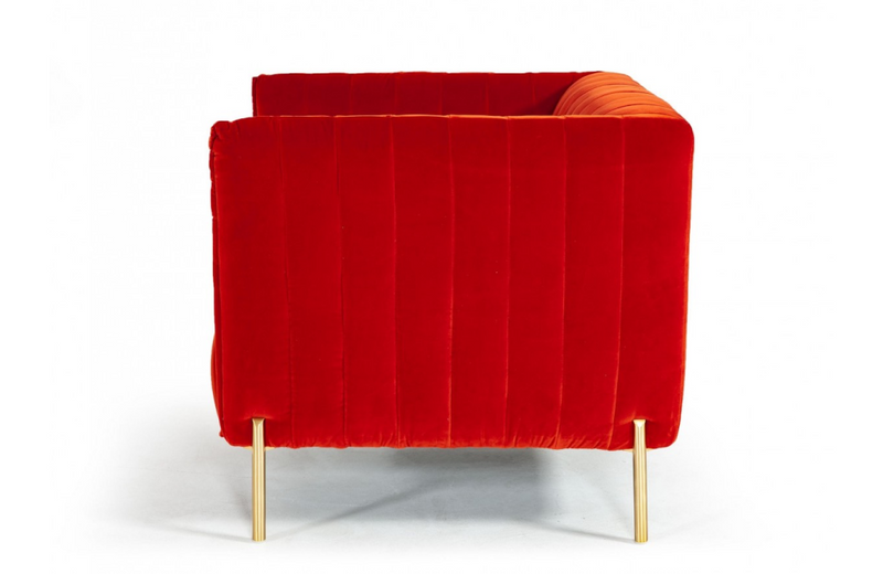 Kirsten - Modern Red & Orange Dual-tone Velvet Sofa