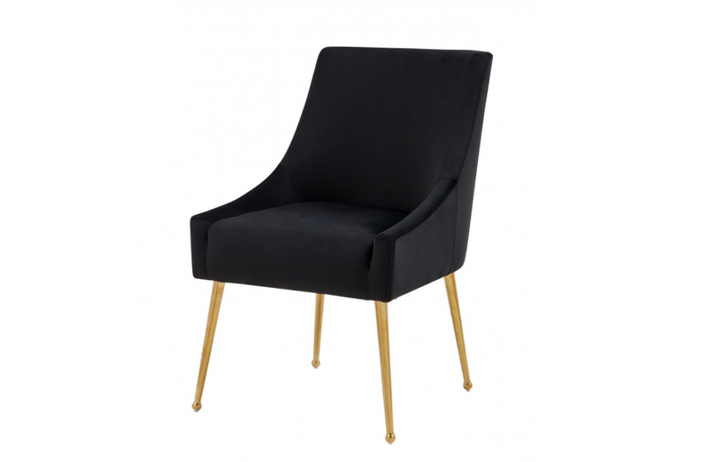 Cincinnati - Modern Black Velvet & Gold Dining Chair (Set of 2)