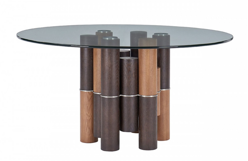 Gresham - Modern Glass & Walnut Dining Table