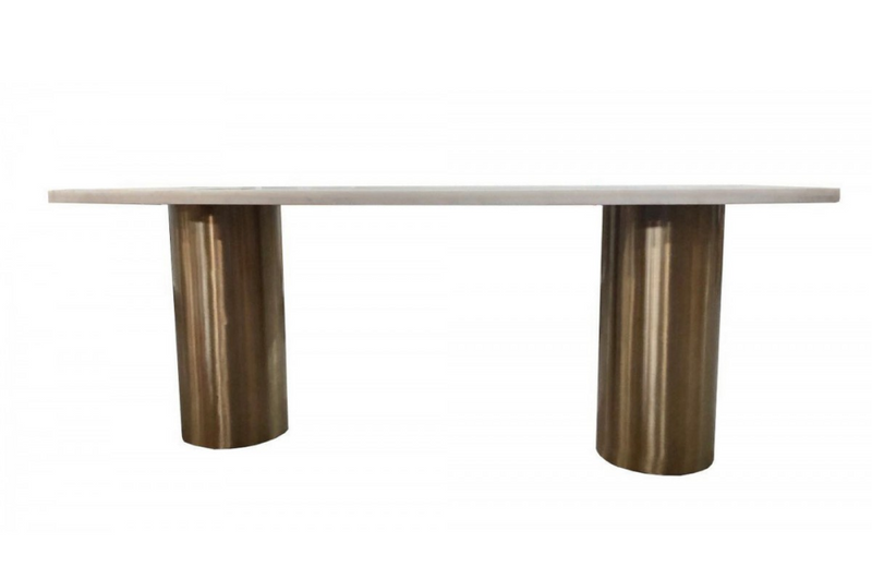 Rockford - Glam White Marble & Brush Gold Dining Table