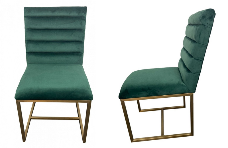 Bakersfield - Modern Green & Brush Gold Dining Chair (Set of 2)