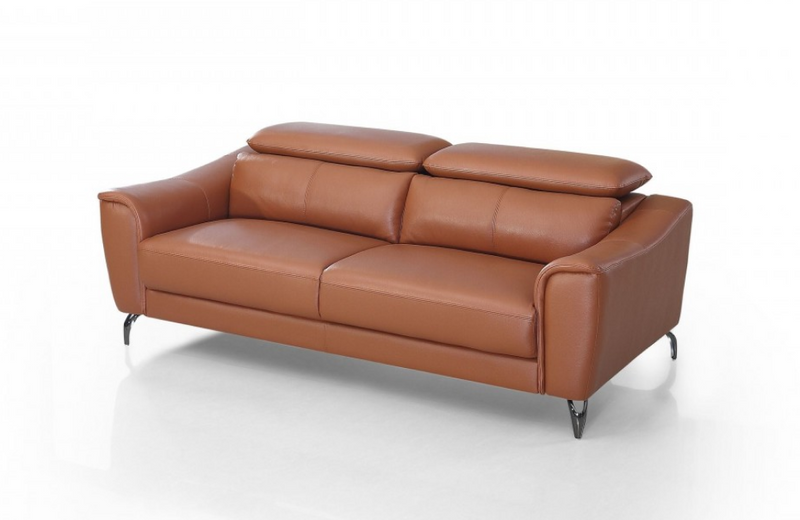 Dalyla - Modern Cognac Leather Brown Sofa
