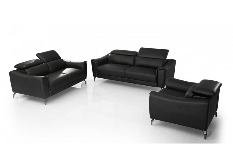 Dalyla - Modern Black Leather Sofa Set