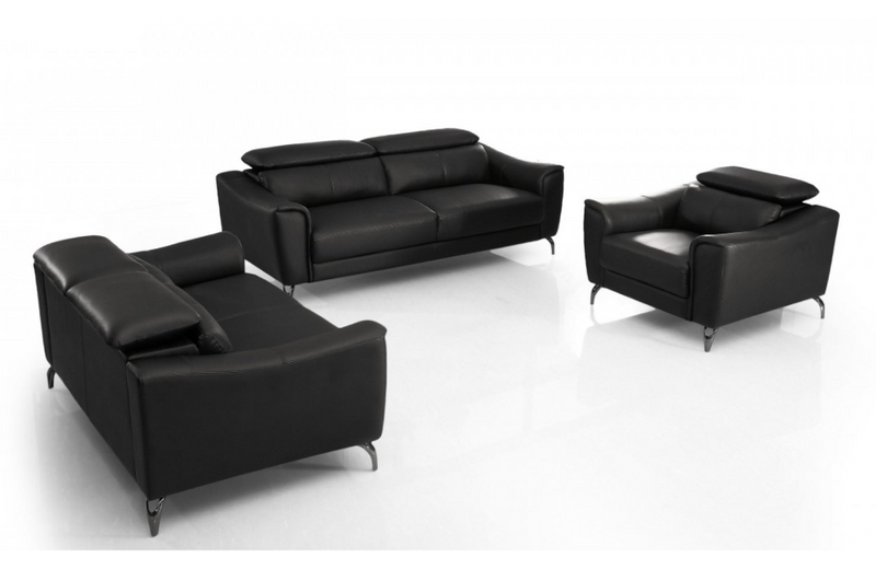 Dalyla - Modern Black Leather Sofa Set