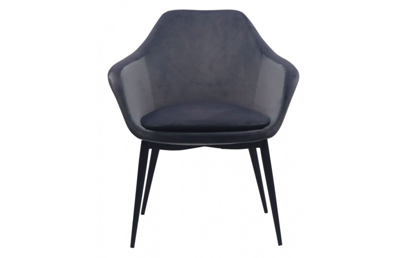 Wilmington - Modern Grey Velvet & Black Dining Chair