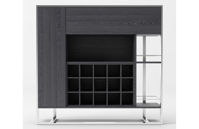 Flint - Elm Grey & Stainless Steel Wine Cabinet