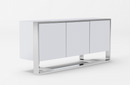 Flint - Modern White High Gloss & Stainless Steel Buffet