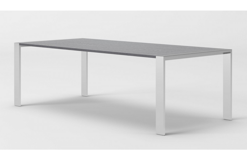 Flint - Modern Elm Grey & Stainless Steel Chrome Dining Table