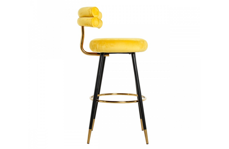 Norfolk - Modern Glam Yellow with Black & Gold Barstool