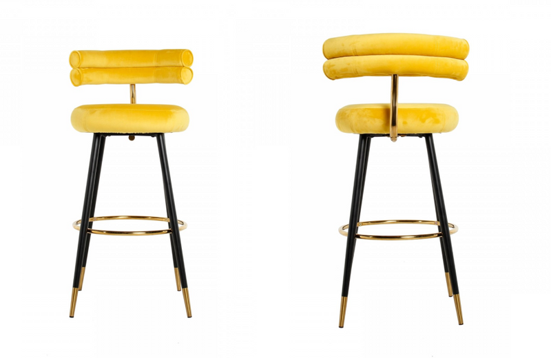 Norfolk - Modern Glam Yellow with Black & Gold Barstool