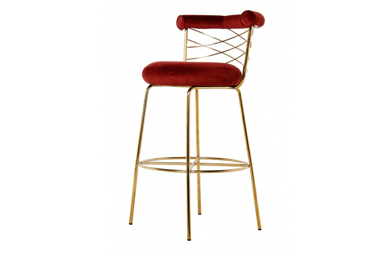 Dafna - Modern Glam Red & Gold Barstool