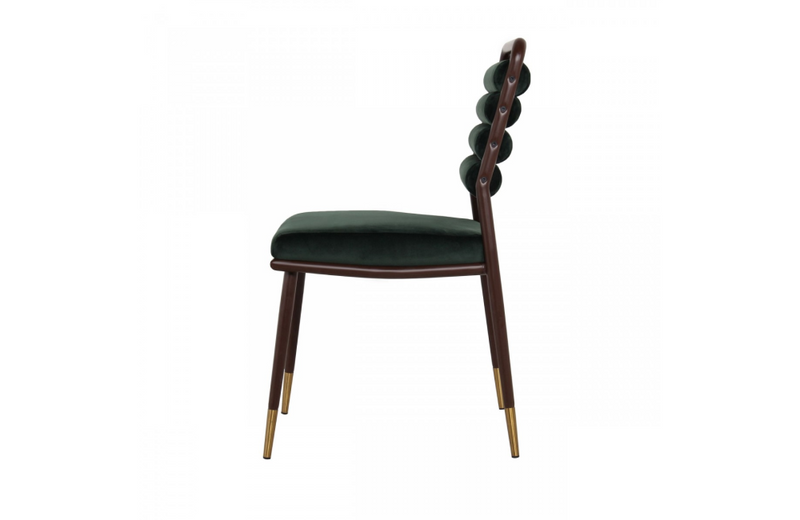 Birk - Modern Dark Green & Walnut Steel Dining Chair