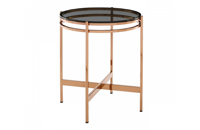 Bloss - Modern Smoked Glass & Rosegold End Table