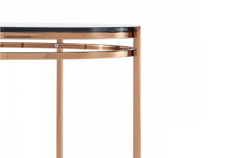 Bloss - Modern Smoked Glass & Rosegold End Table