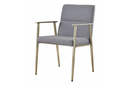 Sabrina - Contemporary Grey & Antique Brass Arm Dining Chair