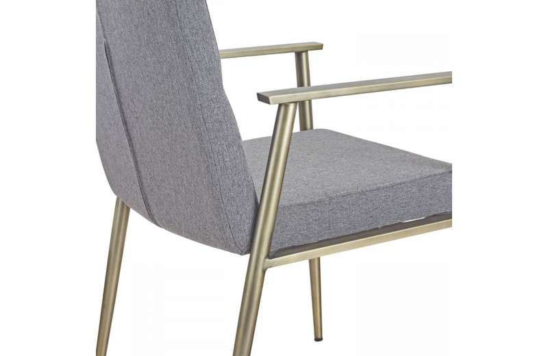 Sabrina - Contemporary Grey & Antique Brass Arm Dining Chair
