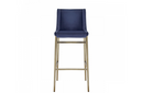 Mobile - Contemporary Blue Velvet & Antique Brass Bar Stool (Set of 2)