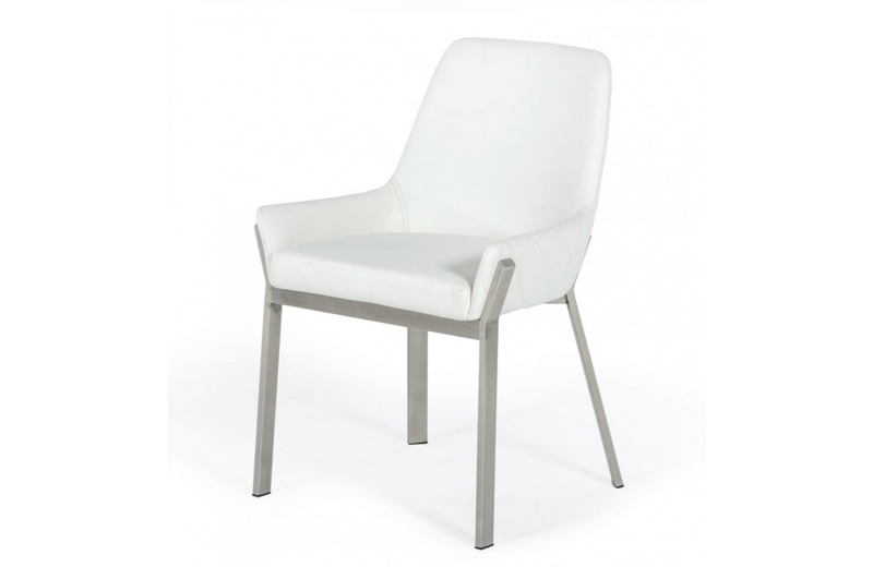 Grove - Modern White & Brushed Stainless Steel Dining Chair