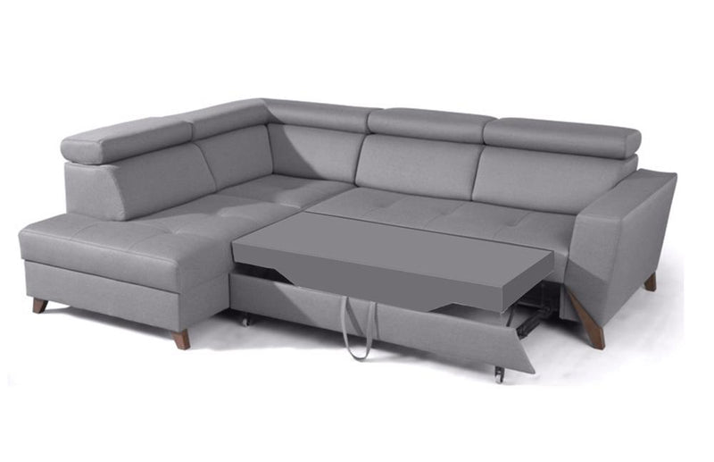 Hamburg Grey Fabric Sectional with bed and storage