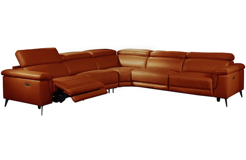 Hazel Orange Leather Sectional Sofa
