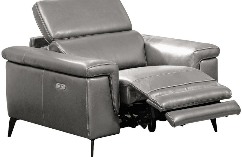 Everly Gray Premium Leather Sofa Loveseat and Chair