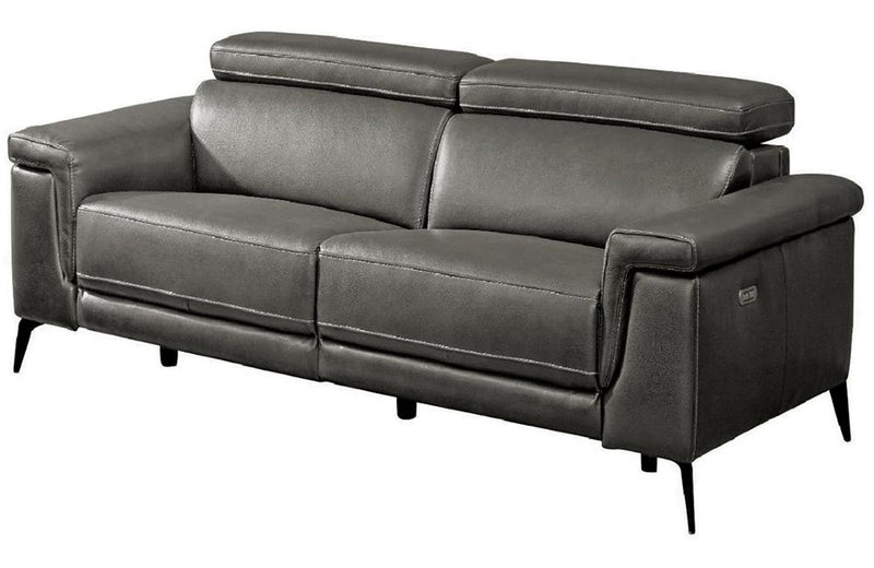 Everly Gray Premium Leather Sofa Loveseat and Chair