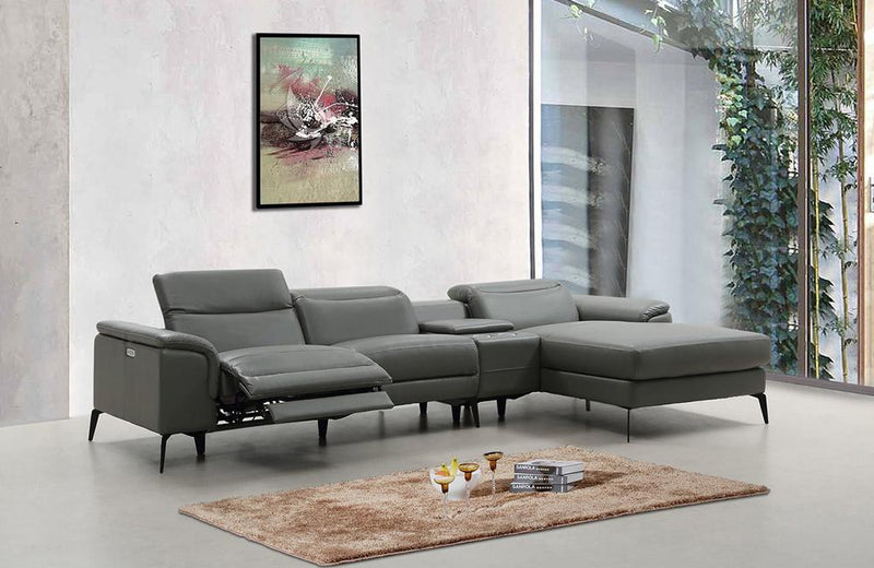 Jack Grey Leather Sectional Sofa