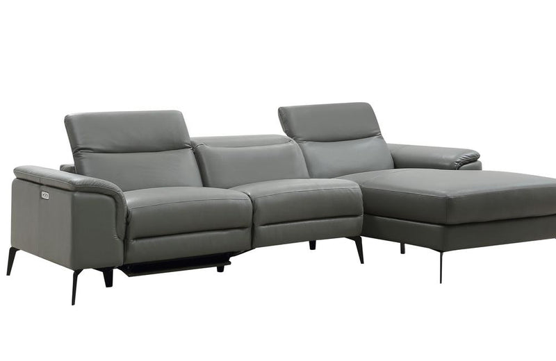 Jack Grey Leather Sectional Sofa