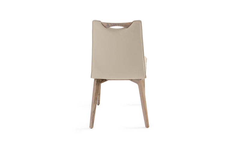 Ritz Ash Gray Beige Leather Dining Chair