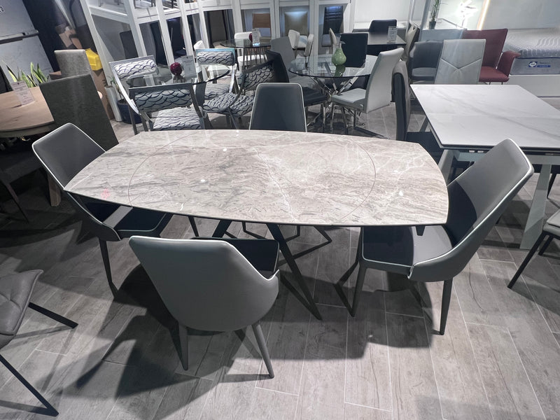 Achille Gray Ceramic Table with two extensions