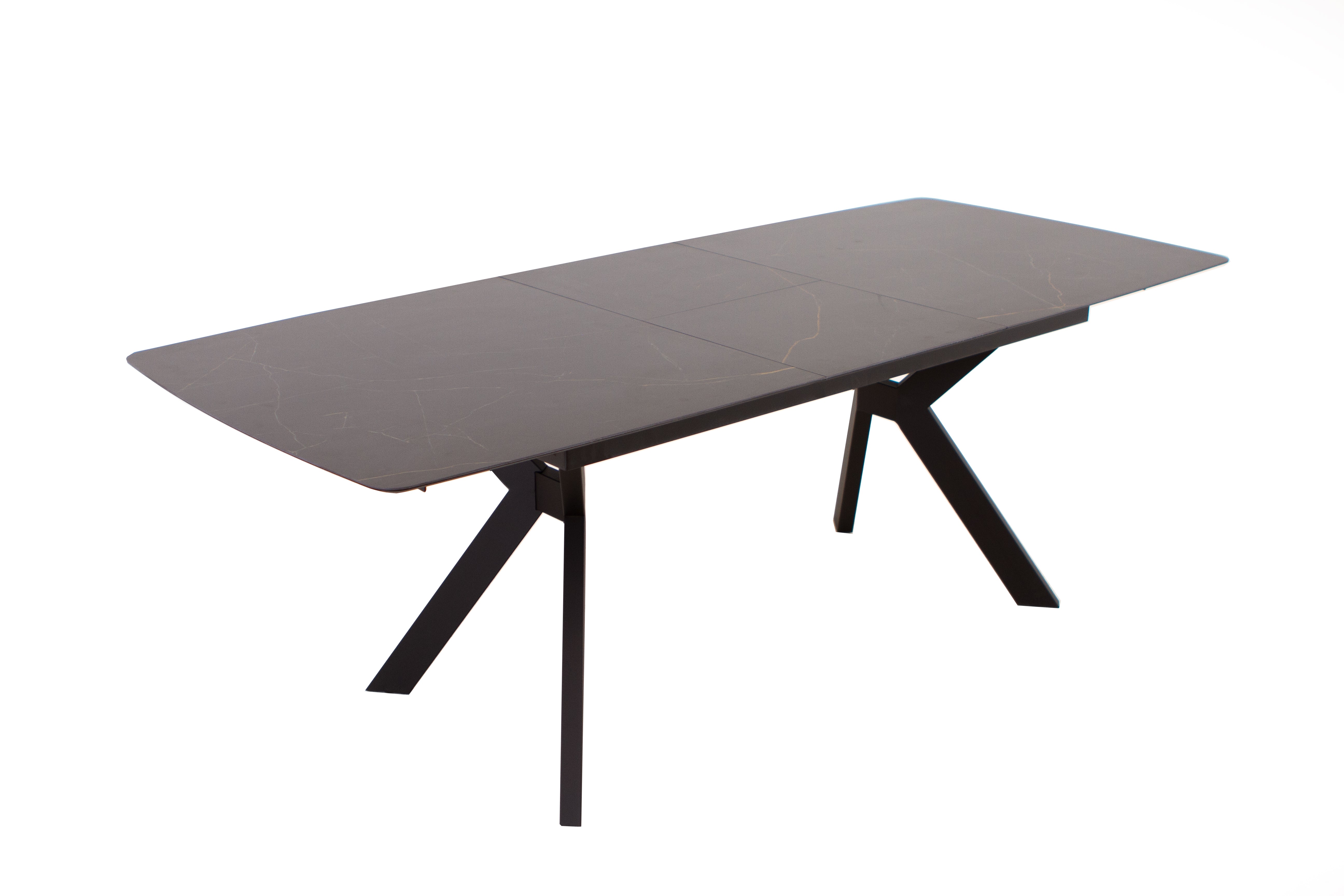 LAVIS BLACK CERAMIC DINING TABLE WITH ONE EXTENSION
