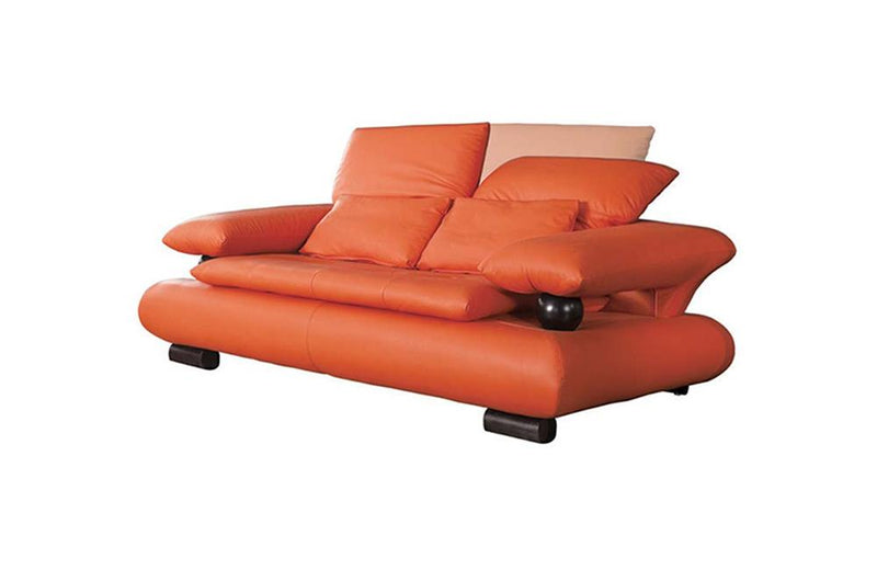 410 Modern Orange Leather Sofa Set