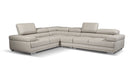 Mavis Light Grey Leather Sectional Sofa
