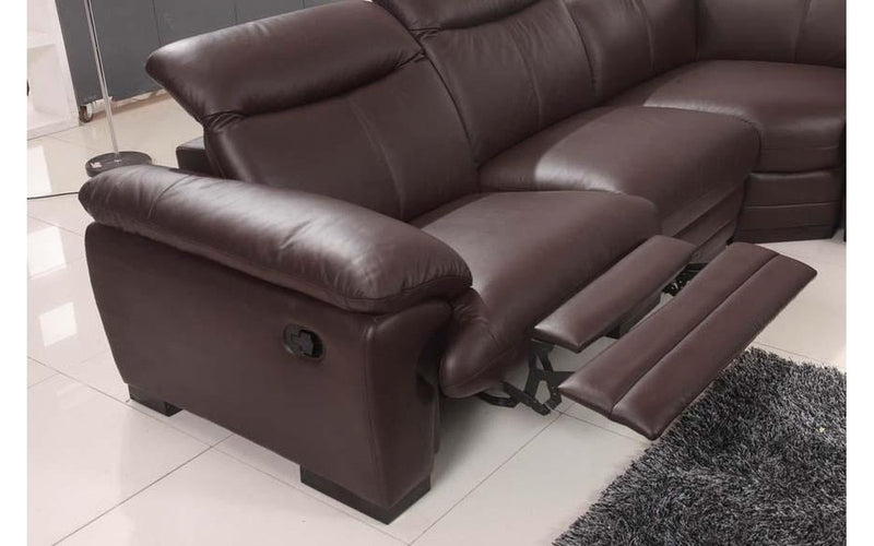 2146 Brown Leather Sectional Sofa with Recliner