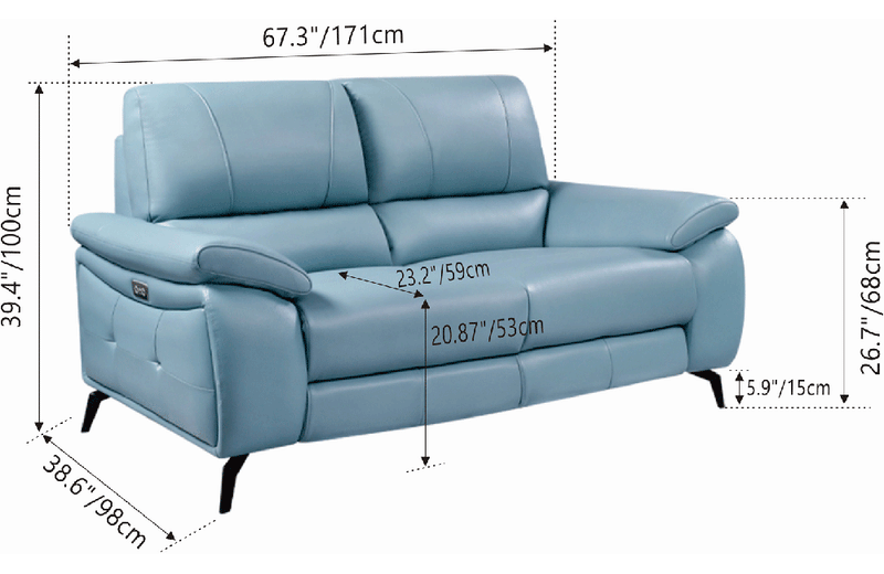2934 Blue Loveseat with electric recliners