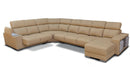 8312 Beige Leather Sectional w/ Sliding Seats
