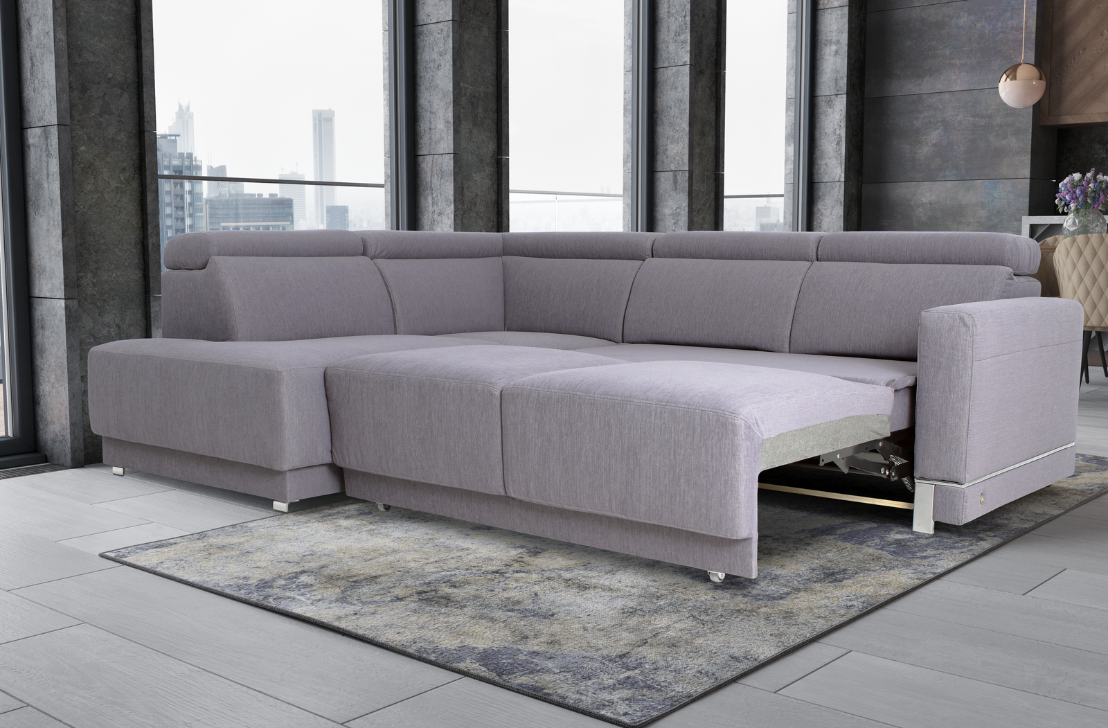 Marburg Gray Sectional with sofa bed and storage