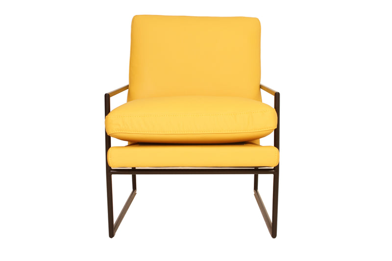 Munich Yellow Leather Modern Accent Chair