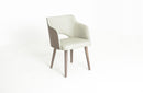 Muritz Ash Gray Dining Arm Chair in light gray leather