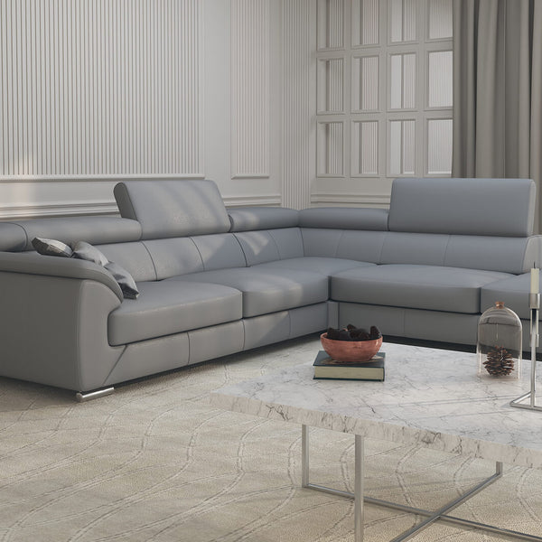 Nicole Gray Leather Modern Sectional