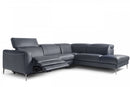 Pauline Blue Leather Sectional with power recliner