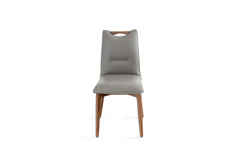 Ritz Walnut Grey Leather Dining Chair