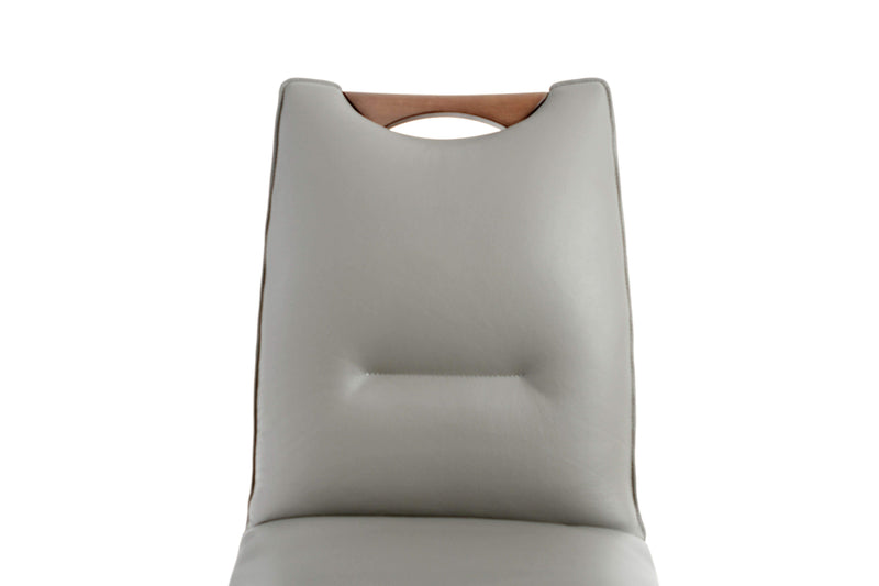 Ritz Walnut Grey Leather Dining Chair