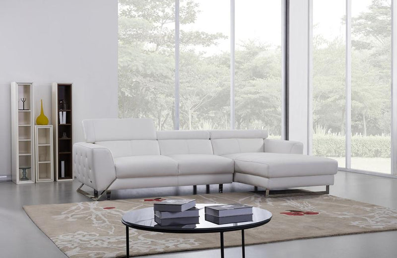 Alden White Leather Sectional Sofa