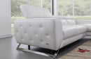 Alden White Leather Sectional Sofa